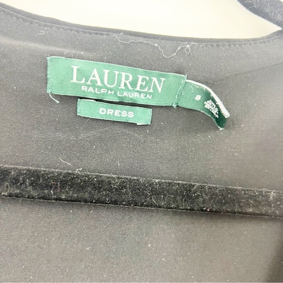 ✅ Lauren Ralph Lauren Surplice Bodycon Ruched Black Midi Sheath Dress Size 8 - Picture 4 of 7